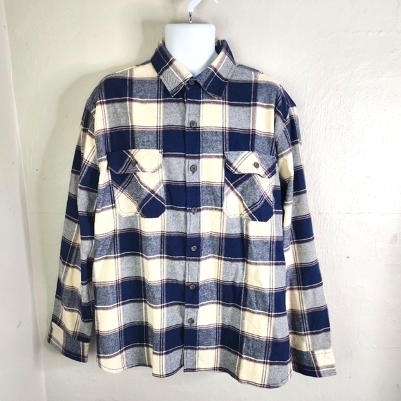 Jachs Shirt Men XXL MFG Hetitage Flannel Plaid Long Sleeve Outdoor Bust Pockets - Picture 1 of 14